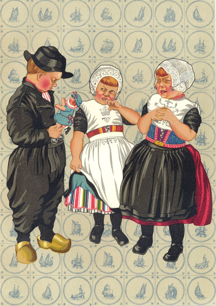NETHERLANDS. Children of Urk 1932 old vintage print picture