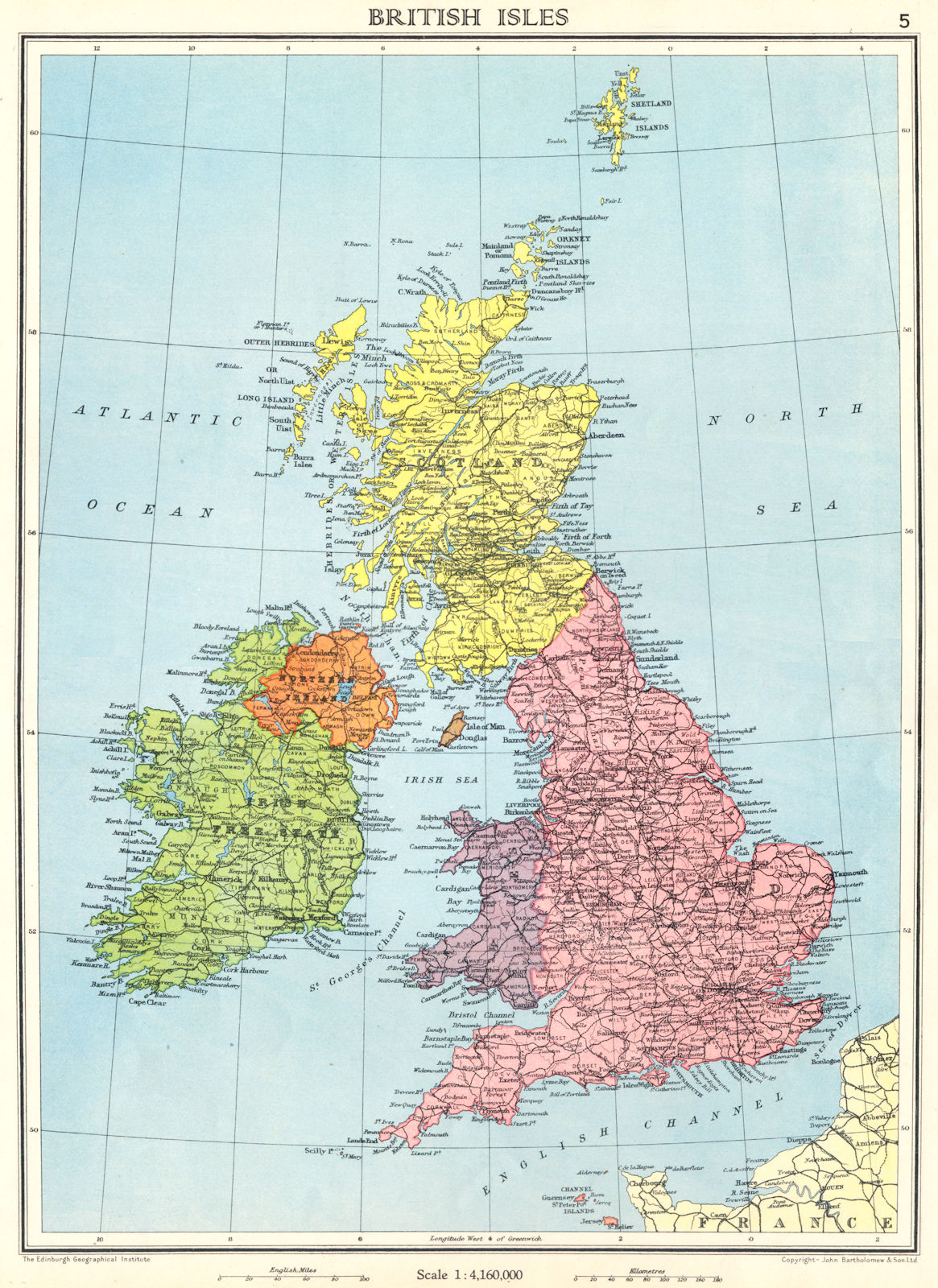 Associate Product BRITISH ISLES. United Kingdom. Irish Free State. England Scotland Wales 1938 map
