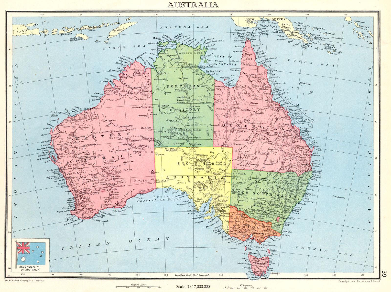 AUSTRALIA. Commonwealth of Australia 1938 old vintage map plan chart