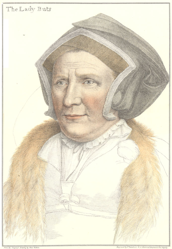 Margaret, Lady Butts by Bartolozzi after Hans Holbein. Henry VIII's court 1884