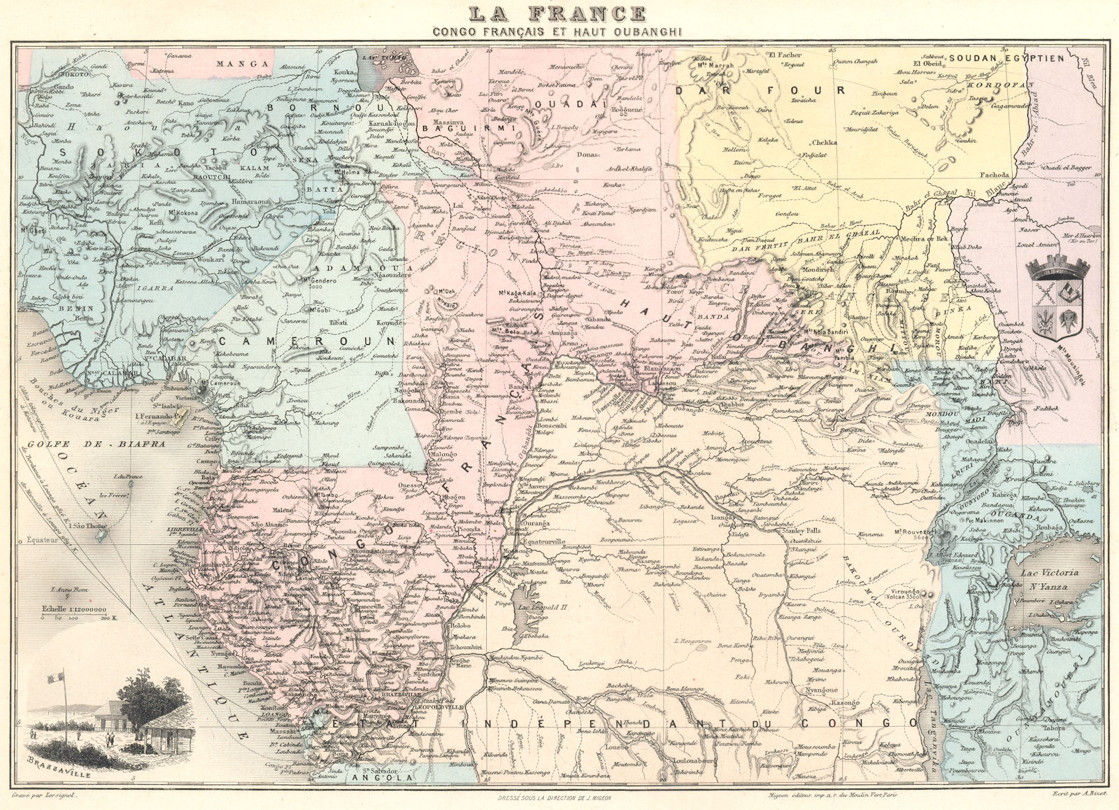 CONGO. Benin. Congo Français et Haut Oubanghi. Brazzaville. Vuillemin 1903 map