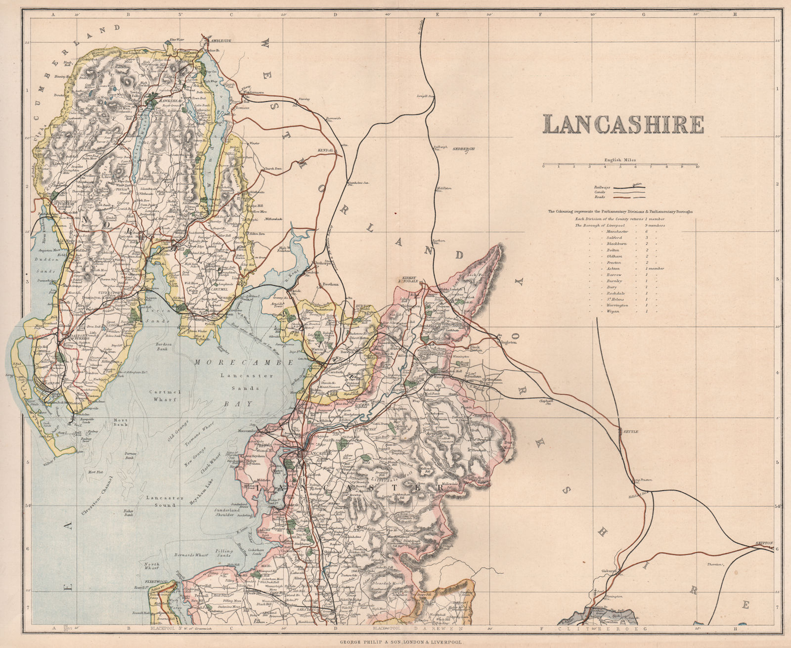 LANCASHIRE NORTH. North Lonsdale & Lancaster. Constituencies. PHILIP 1902 map