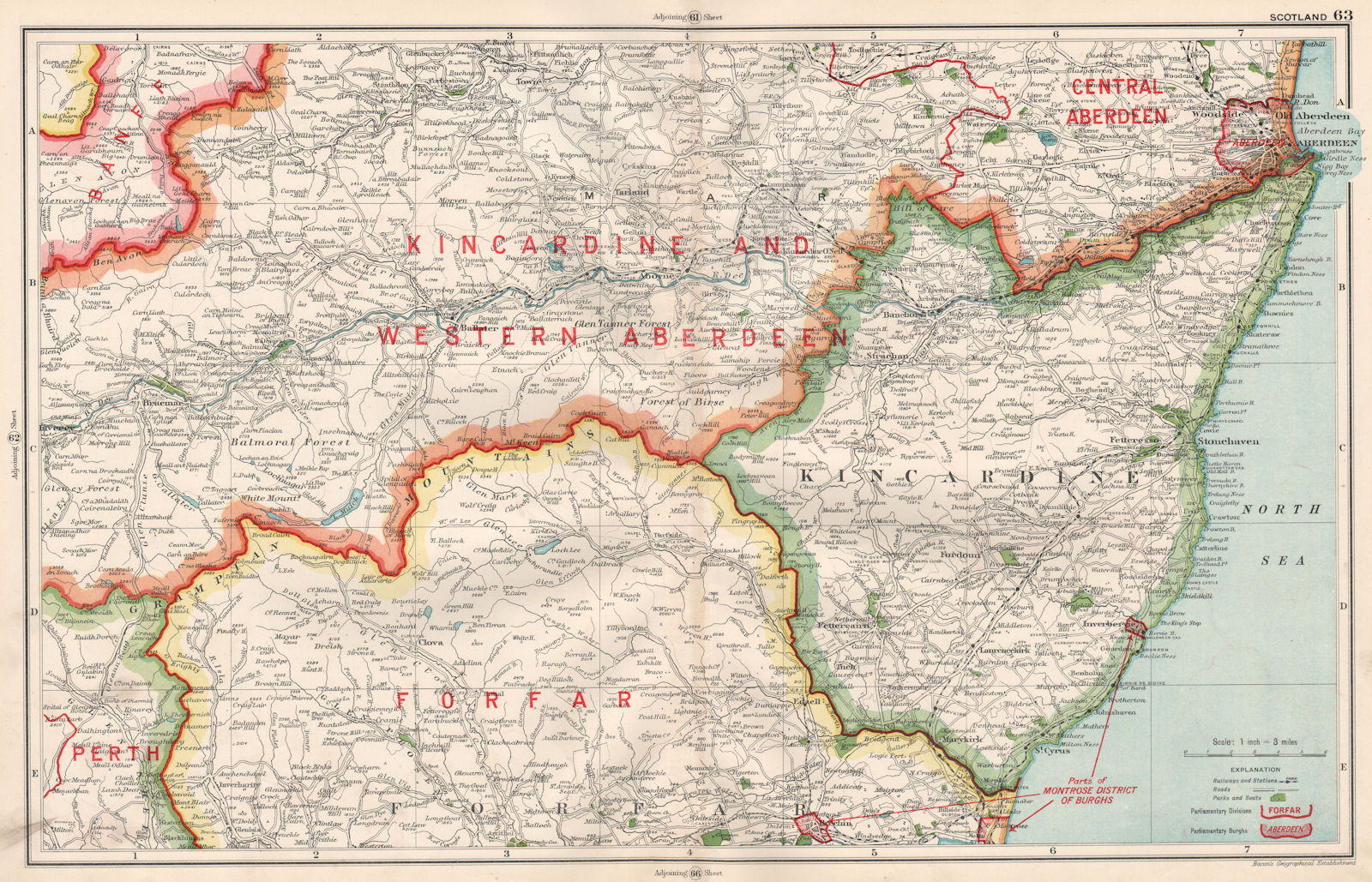 SCOTLAND.Aberdeenshire Kincardineshire Forfarshire.Constituencies.BACON 1936 map