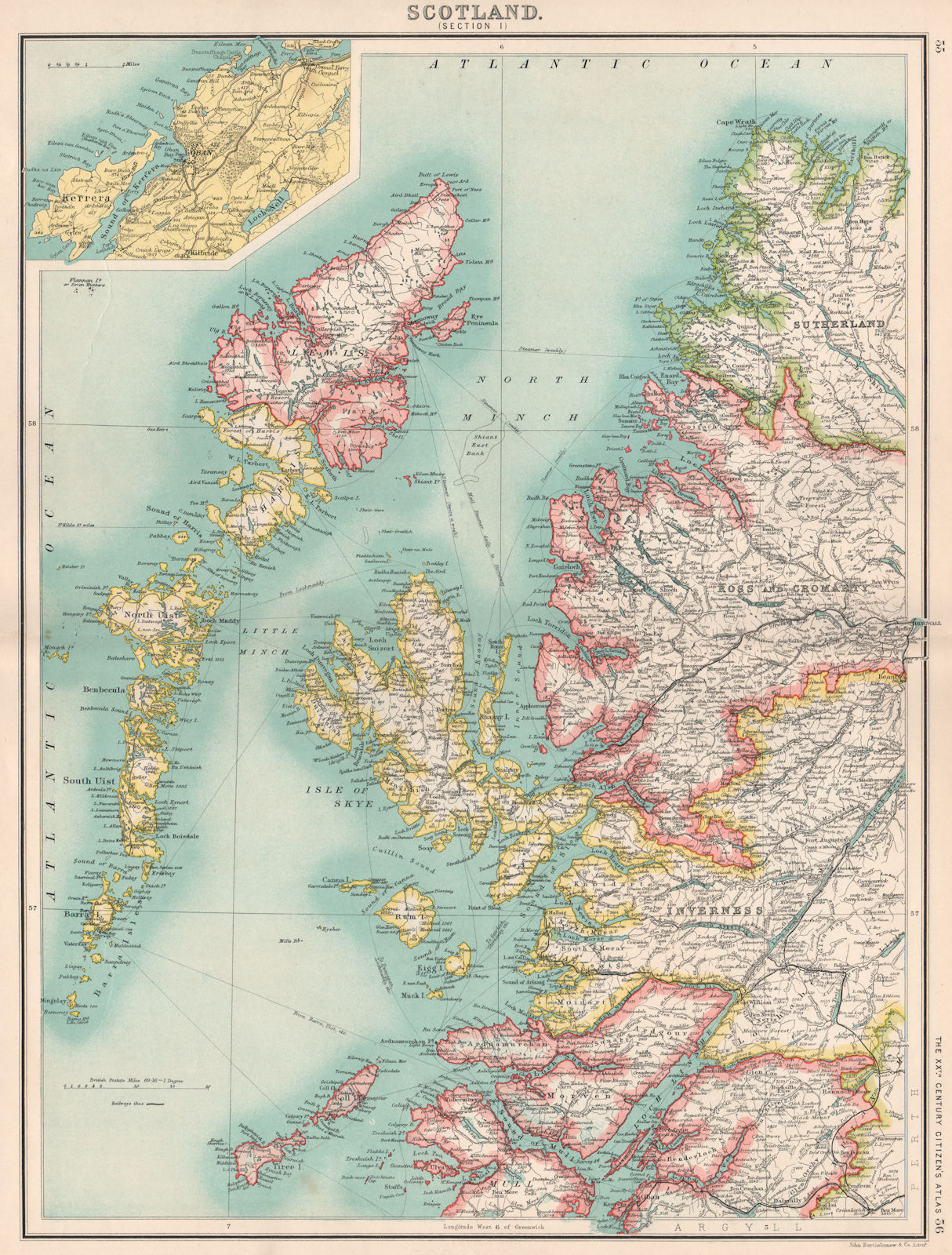 Associate Product SCOTTISH HIGHLANDS & ISLANDS.Hebrides Western Isles.Inset Oban.Scotland 1901 map