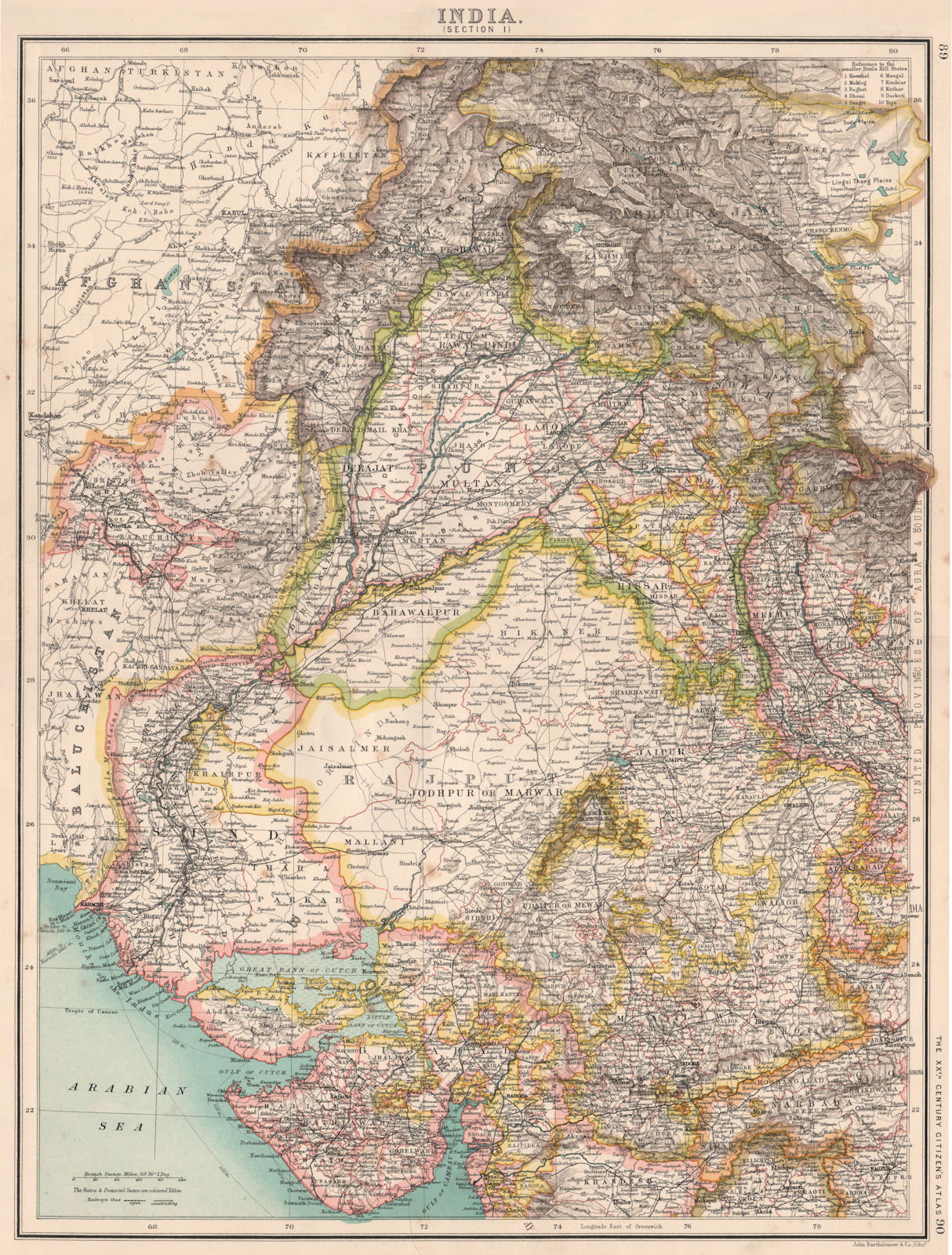 India North West Frontier Rajputana Punjab Gujarat Sindh Kashmir Map