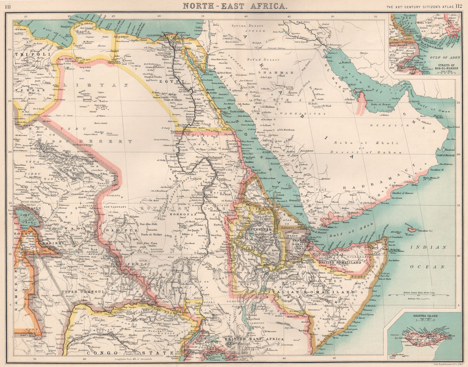 NORTH EAST AFRICA. Egyptian Sudan Somaliland British East Africa 1901 old map