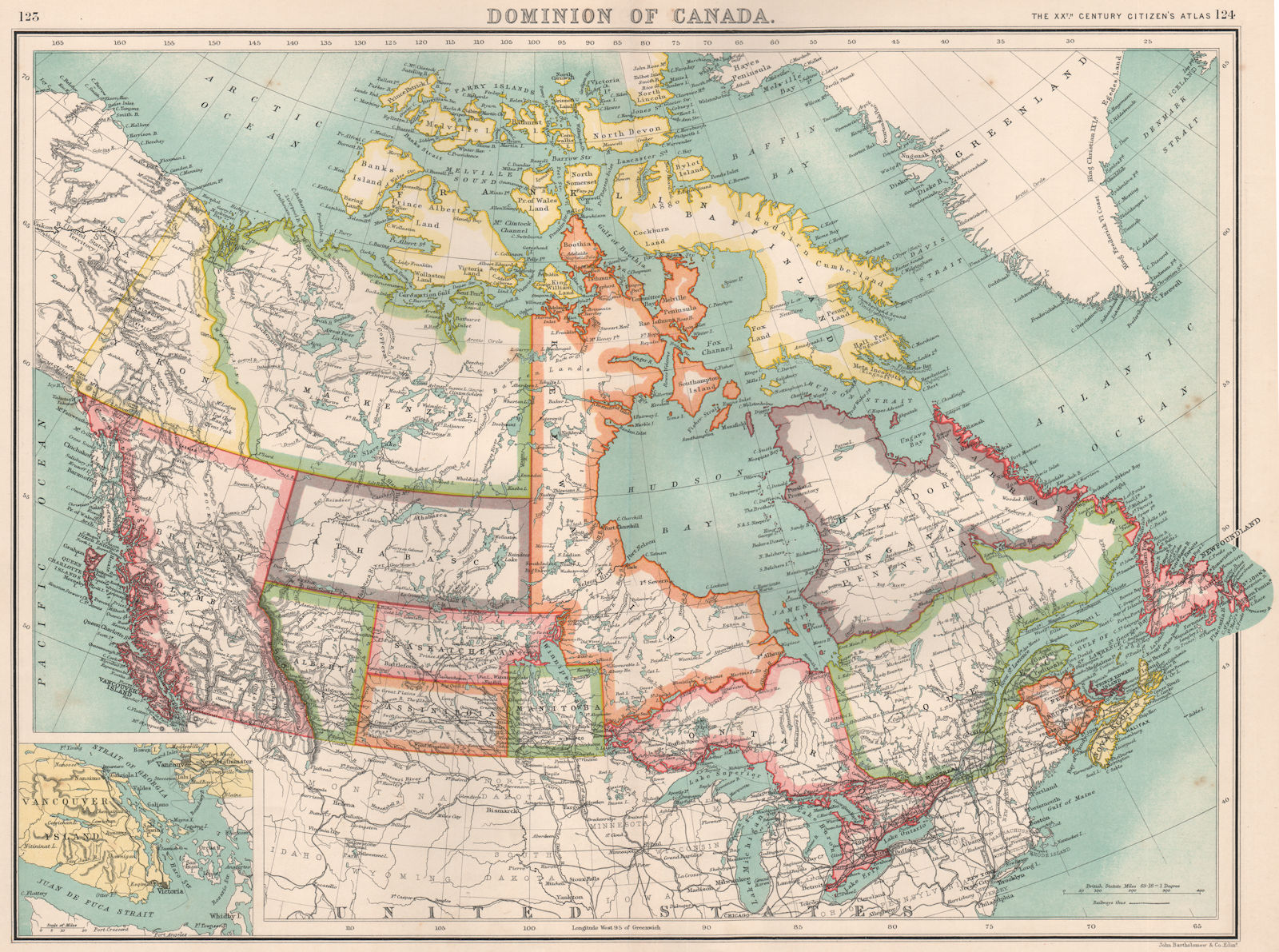 CANADA.Shows MacKenzie Keewatin Athabasca Assiniboia Franklin districts 1901 map