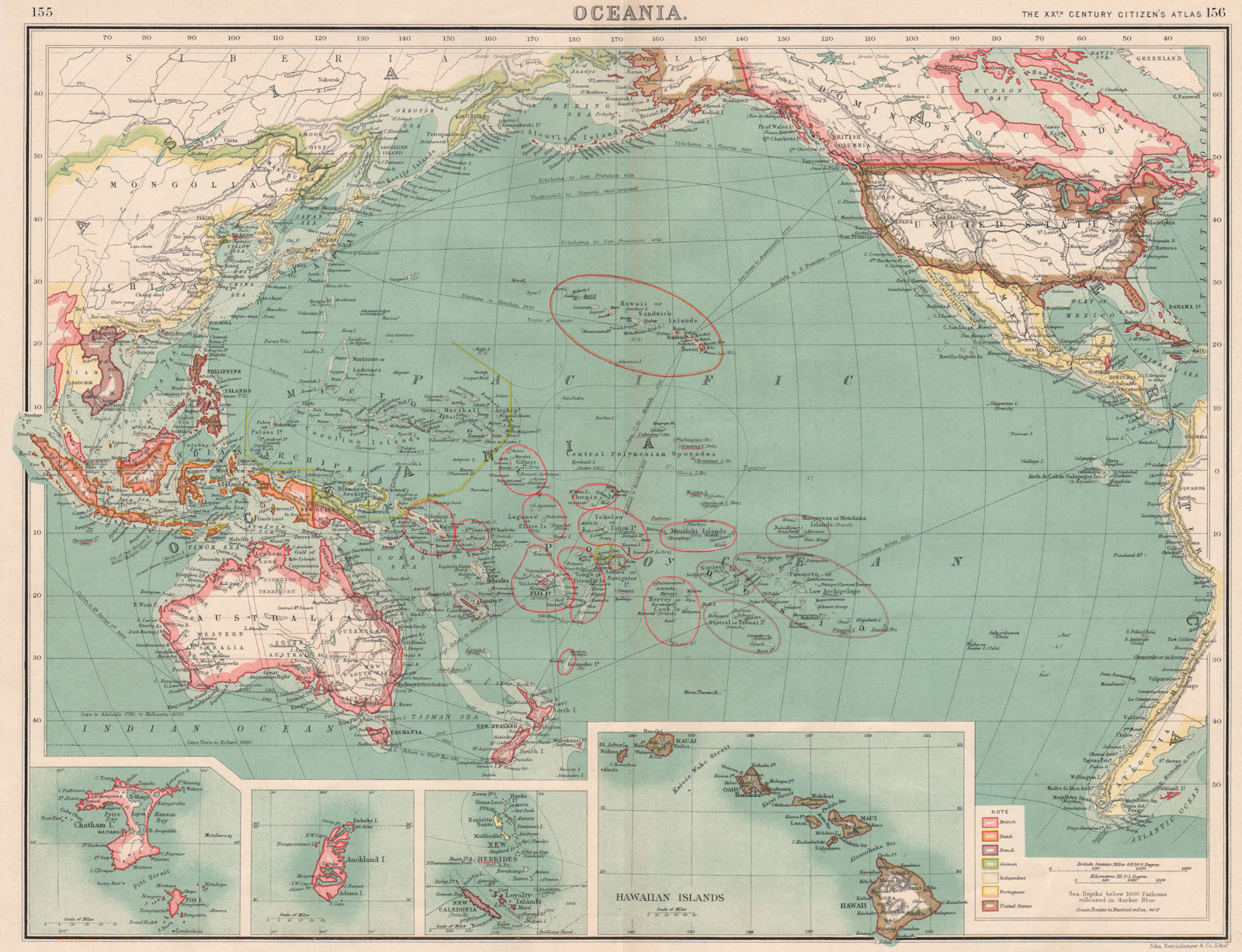 Associate Product OCEANIA.Australasia.Polynesia Pacific Micronesia North America.Hawaii 1901 map