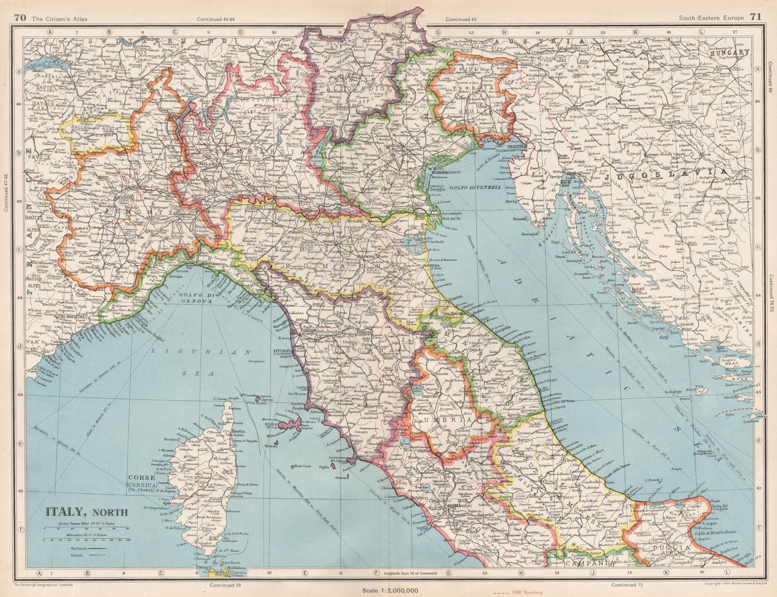 Associate Product ITALY NORTH. Shows independent Free Territory of Trieste (pre Osimo) 1952 map