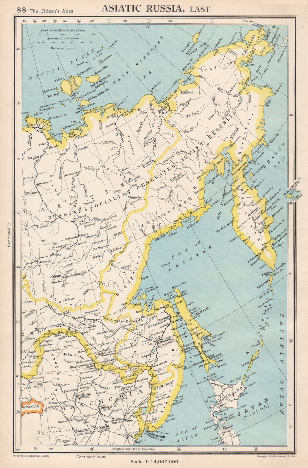 ASIATIC RUSSIA, EAST. Siberia Yakutsk Sakhalin. BARTHOLOMEW 1952 old map