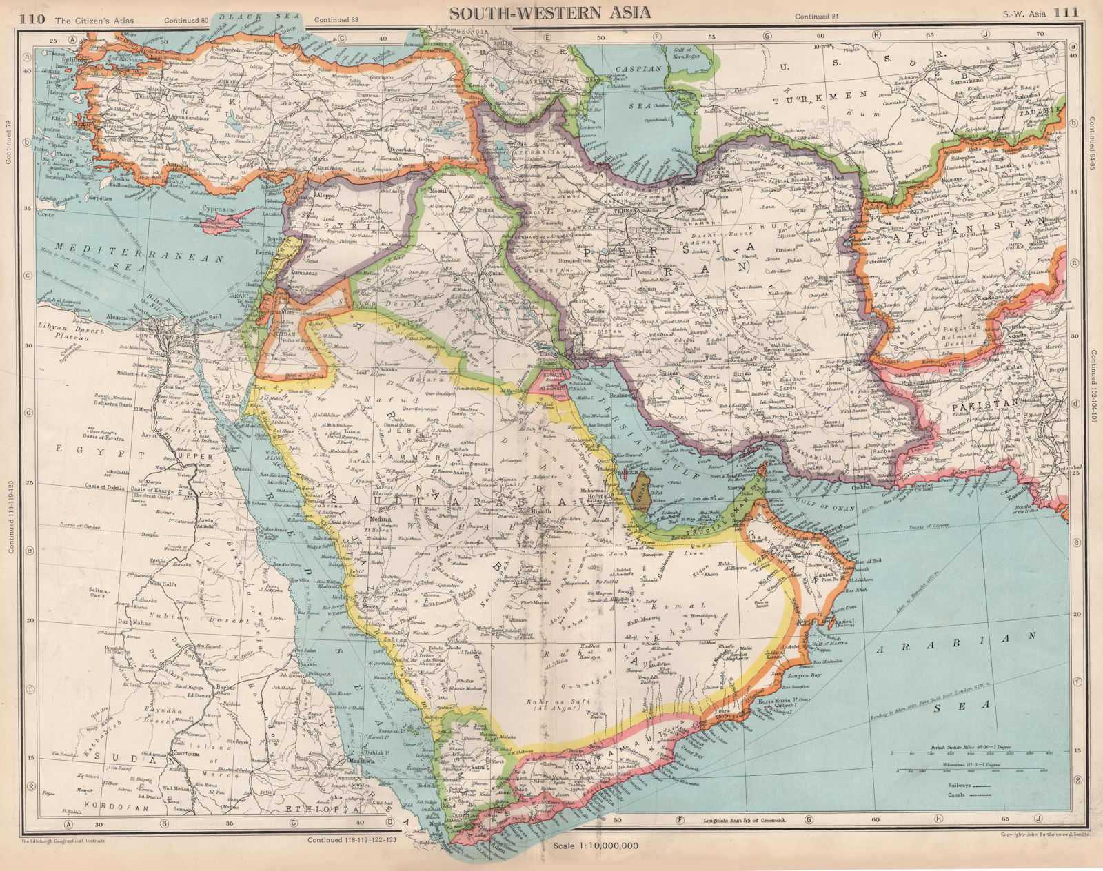 MIDDLE EAST. South-Western Asia. Hadhramaut. Shows Trucial Oman (UAE)  1952 map