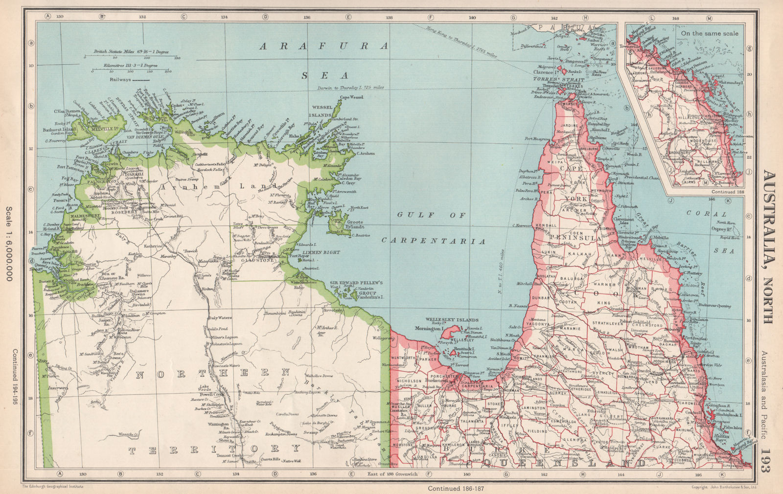 NORTHERN AUSTRALIA. Cape York. Gulf of Carpentaria. Queensland NT 1952 old map