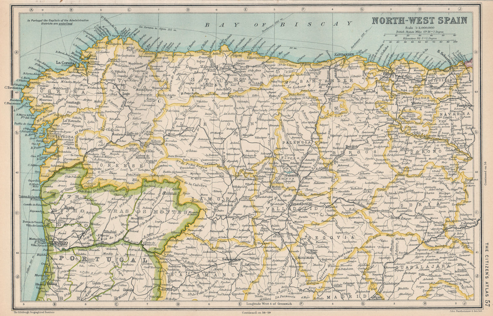 NORTH-WEST SPAIN. Galicia Asturias Leon Old Castille Basque Country 1924 map