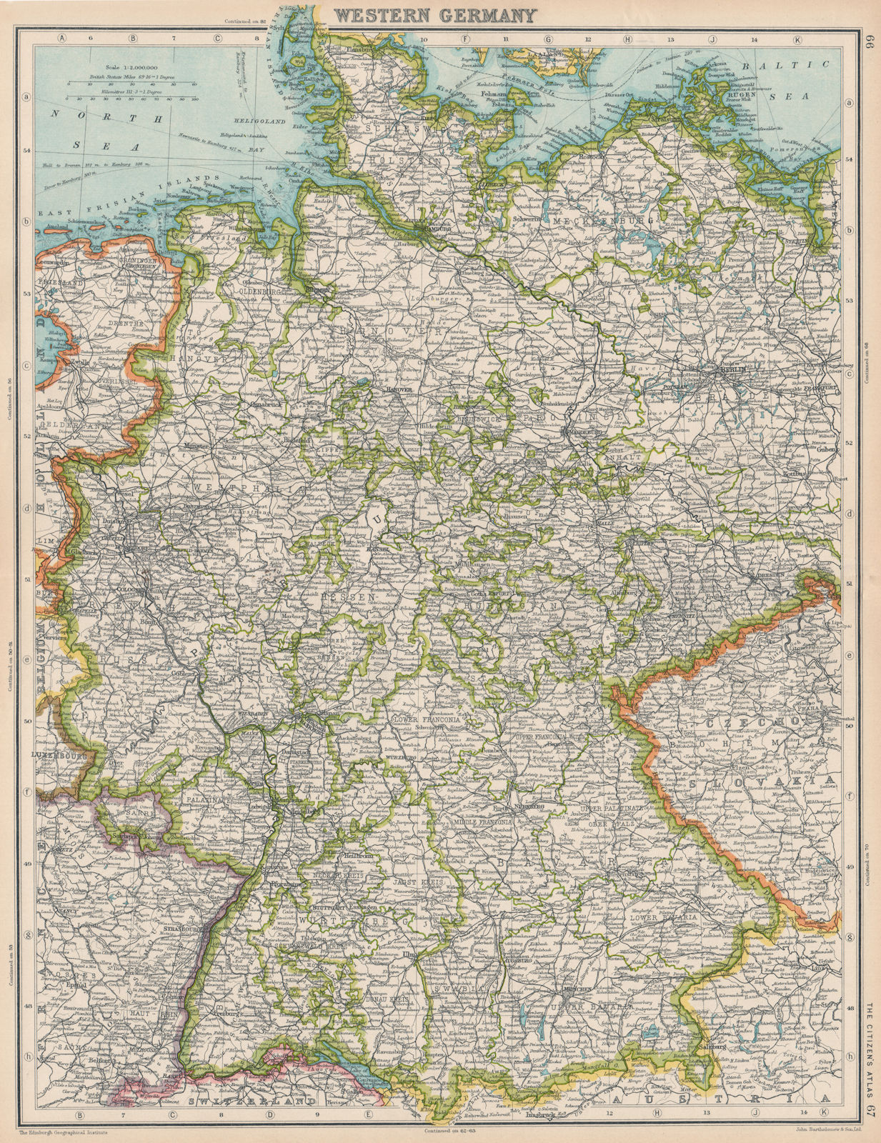 WESTERN GERMANY. Shows Saarbeckengebiet under League of Nations mandate 1924 map