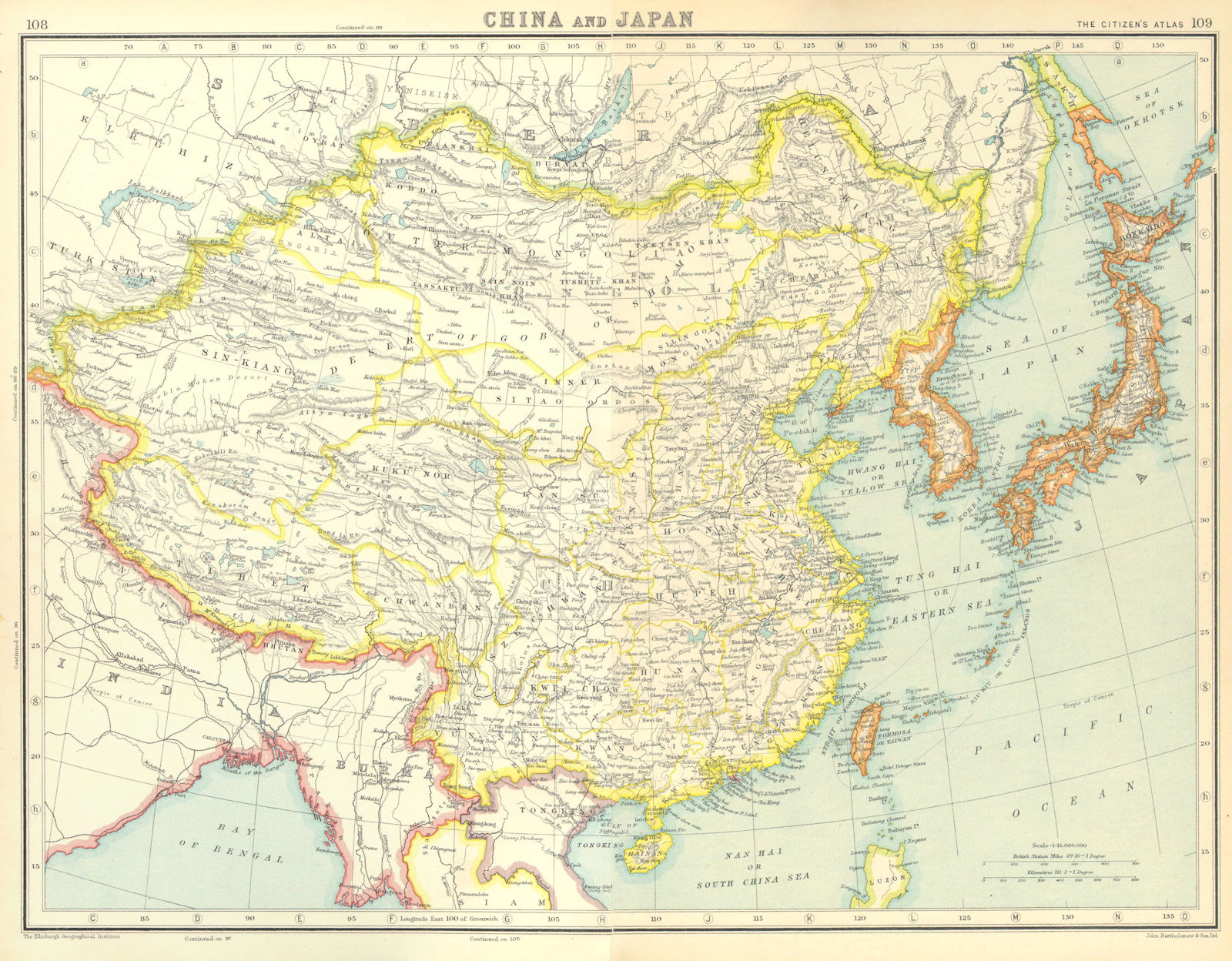 EAST ASIA. China Japan Japanese occupied Korea Formosa Taiwan. 1924 old map