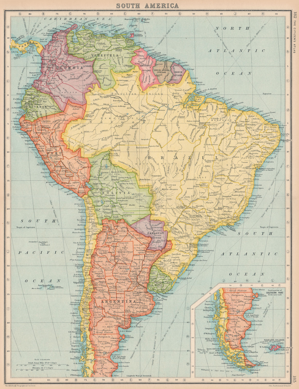 Associate Product SOUTH AMERICA. Political. BARTHOLOMEW 1924 old vintage map plan chart