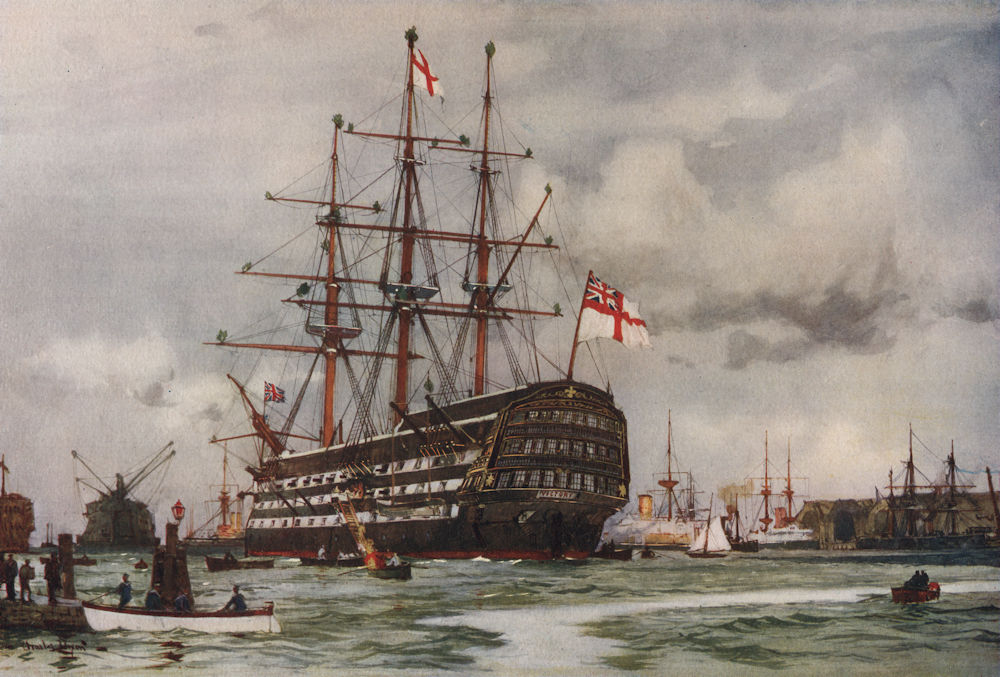 ROYAL NAVY. The "Victory" at Portsmouth. Flagship. Last commission 1812 1901