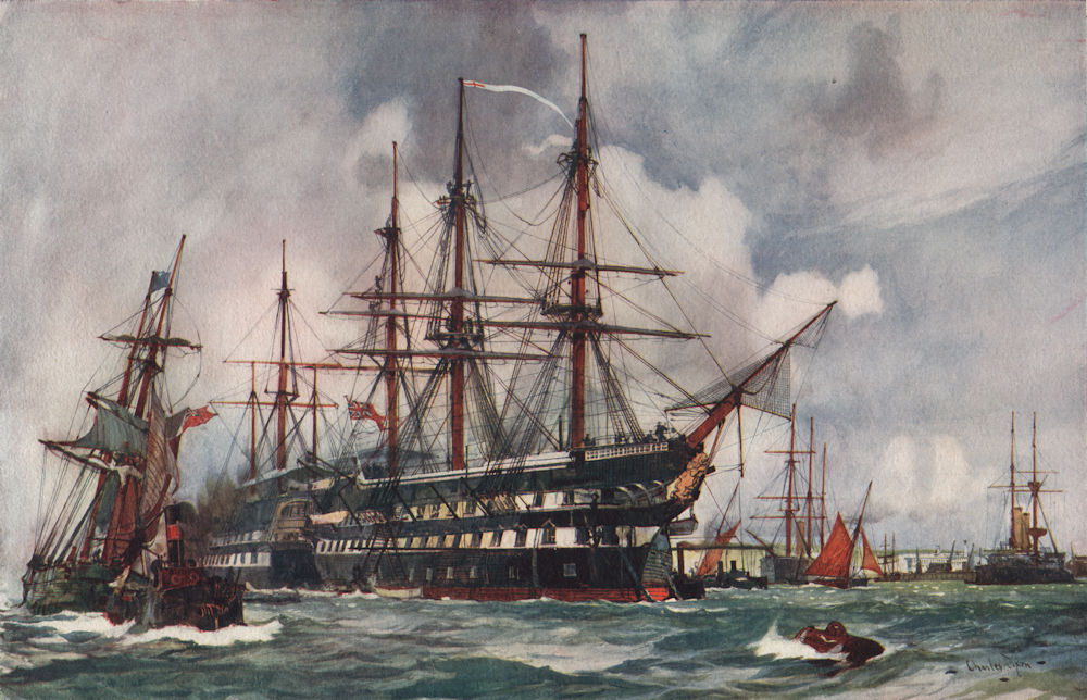 ROYAL NAVY. "Lion" Training ship at Devonport. Battleship. Launched 1848 1901