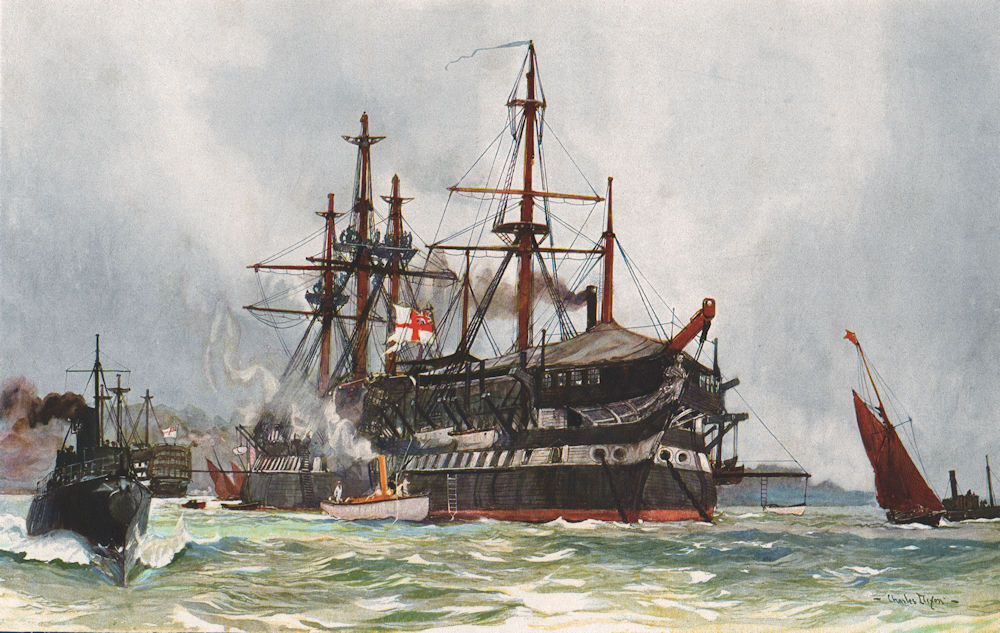 ROYAL NAVY. "Implacable" (Duguay Trouin) Devonport 1901. Captured 1805 1901