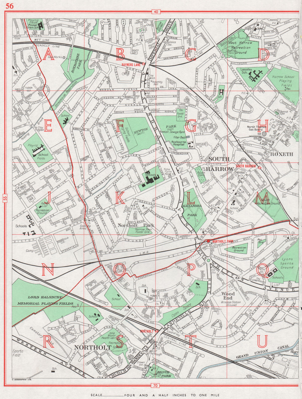 Associate Product SOUTH HARROW. Roxeth Wood End Northolt Northolt Park Rayner's Lane 1964 map