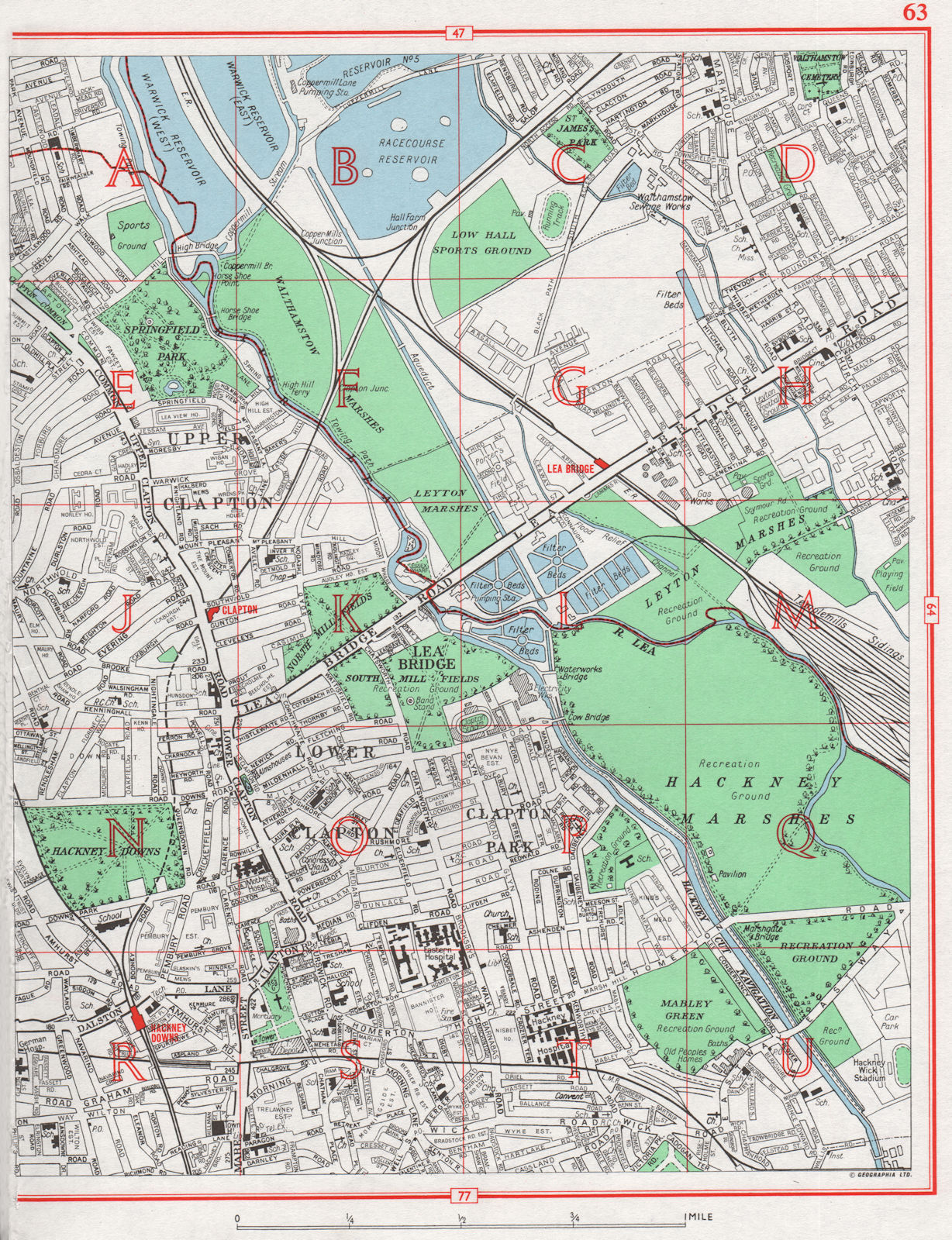 CLAPTON.Clapton Park Lower Clapton Upper Clapton Hackney Marshes Leyton 1964 map