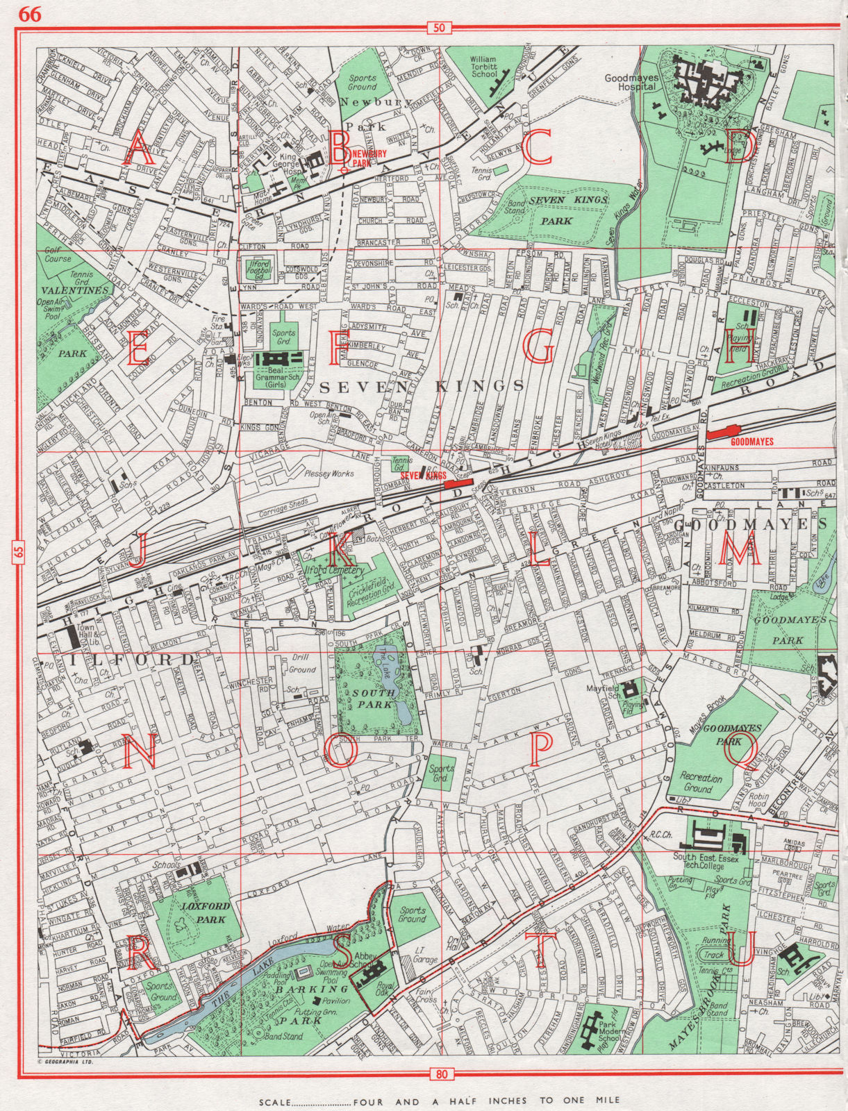 Associate Product ILFORD. Seven Kings Goodmayes Barking Park Newbury Park Mayesbrook Park 1964 map