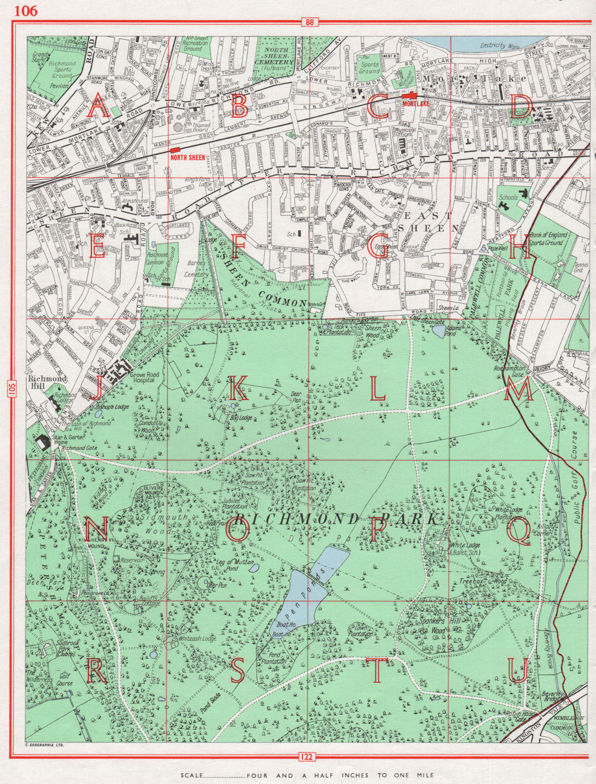 Associate Product RICHMOND PARK. East Sheen North Sheen Mortlake 1964 old vintage map plan chart