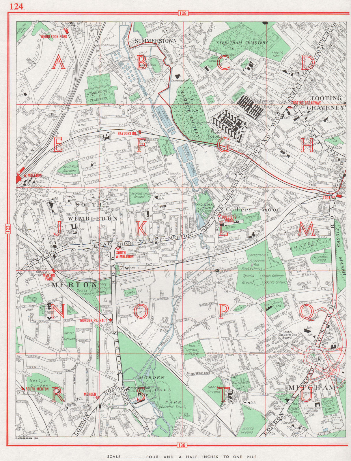 Associate Product MERTON. Mitcham Morden South Wimbledon Tooting Graveney Colliers Wood 1964 map