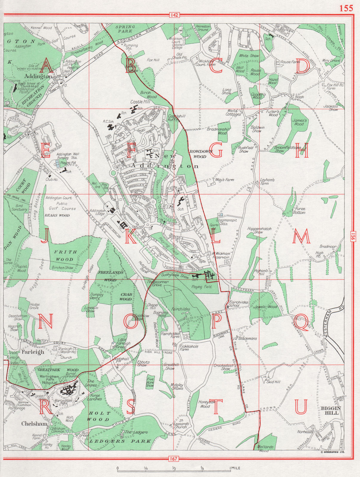 Associate Product NEW ADDINGTON. Farleigh Chelsham Biggin Hill Forestdale Selsdon 1964 old map