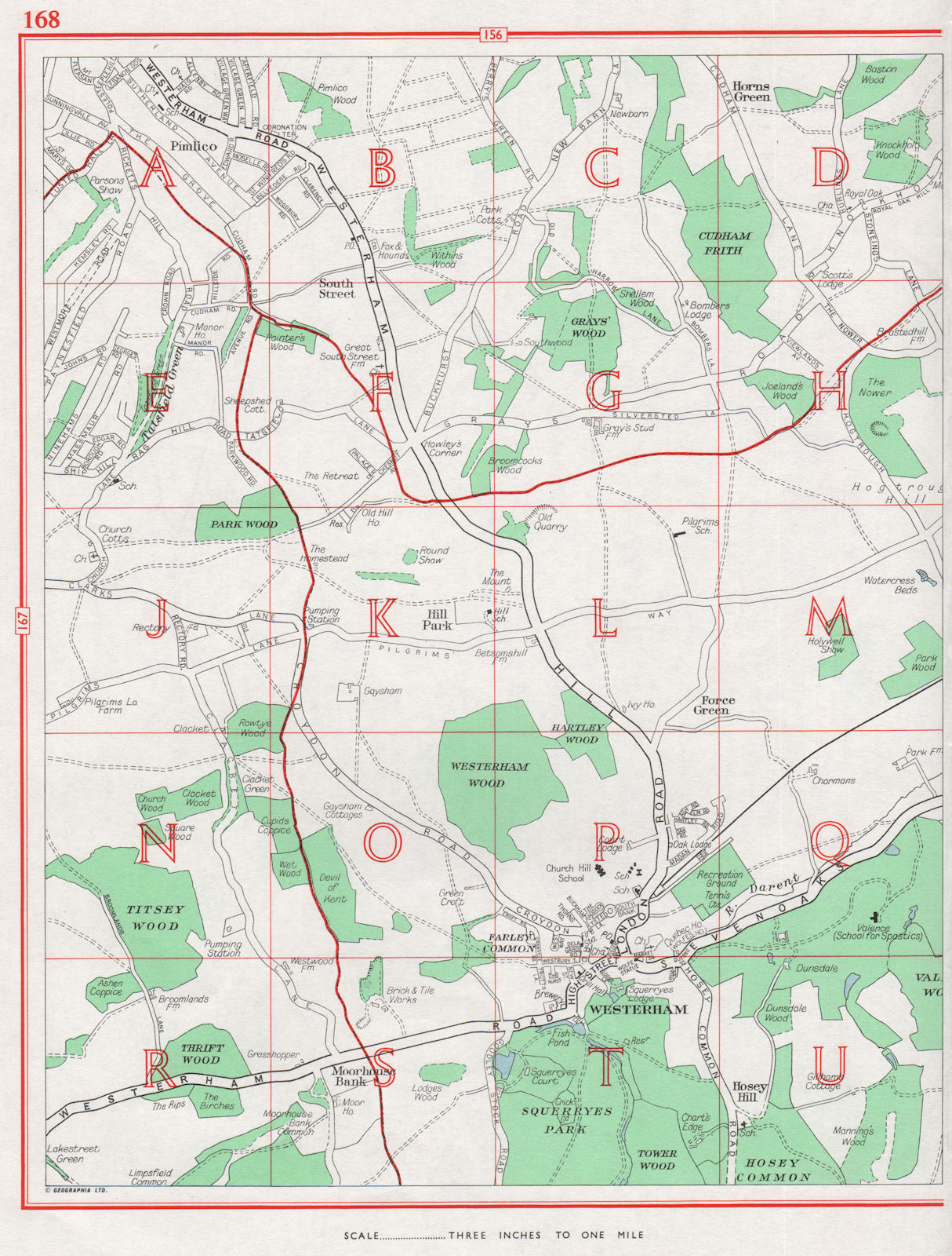 Associate Product SURREY. Westerham Tatsfield Pimlico Horns Green Moorhouse Bank. Pre-M25 1964 map