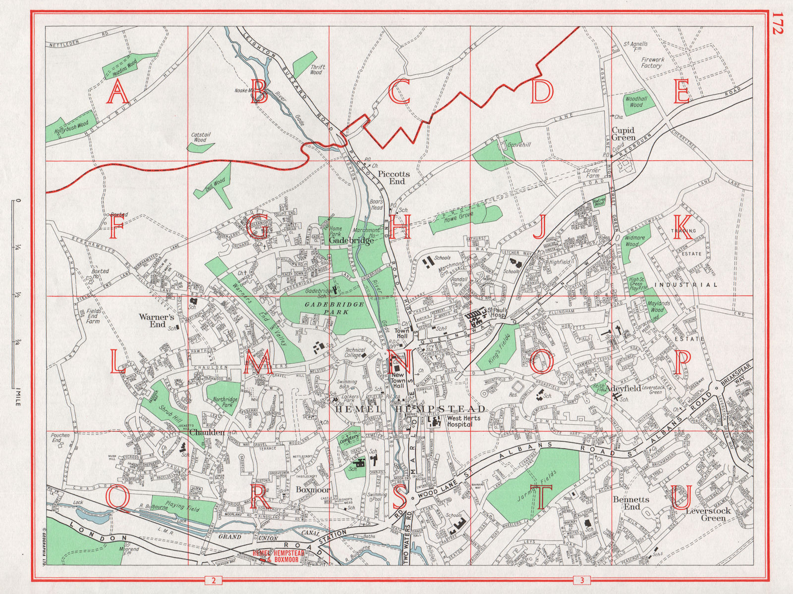 HEMEL HEMPSTEAD. Warner's/Piccotts End Gadebridge Cupid Green Boxmoor 1964 map