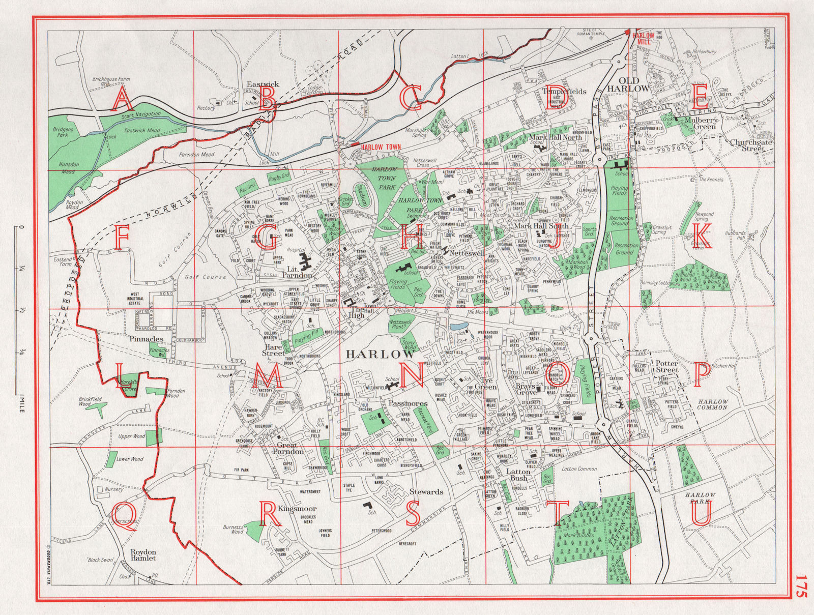 HARLOW. Tye Green Mark Hall Netteswell Parndon Passmores. Essex 1964 old map
