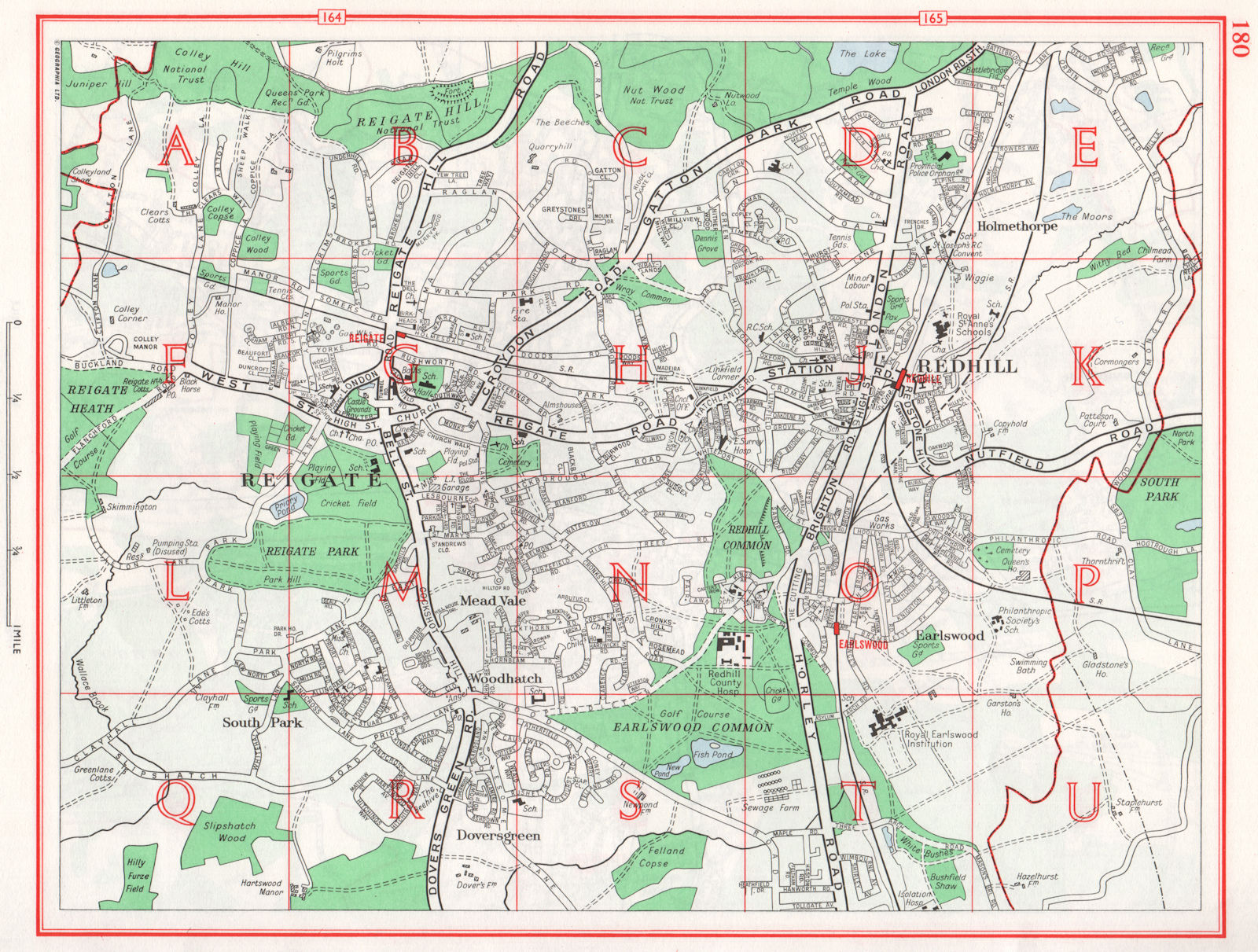 Associate Product REDHILL & REIGATE. Mead Vale Holmethorpe Woodhatch Earlswood. Surrey 1964 map