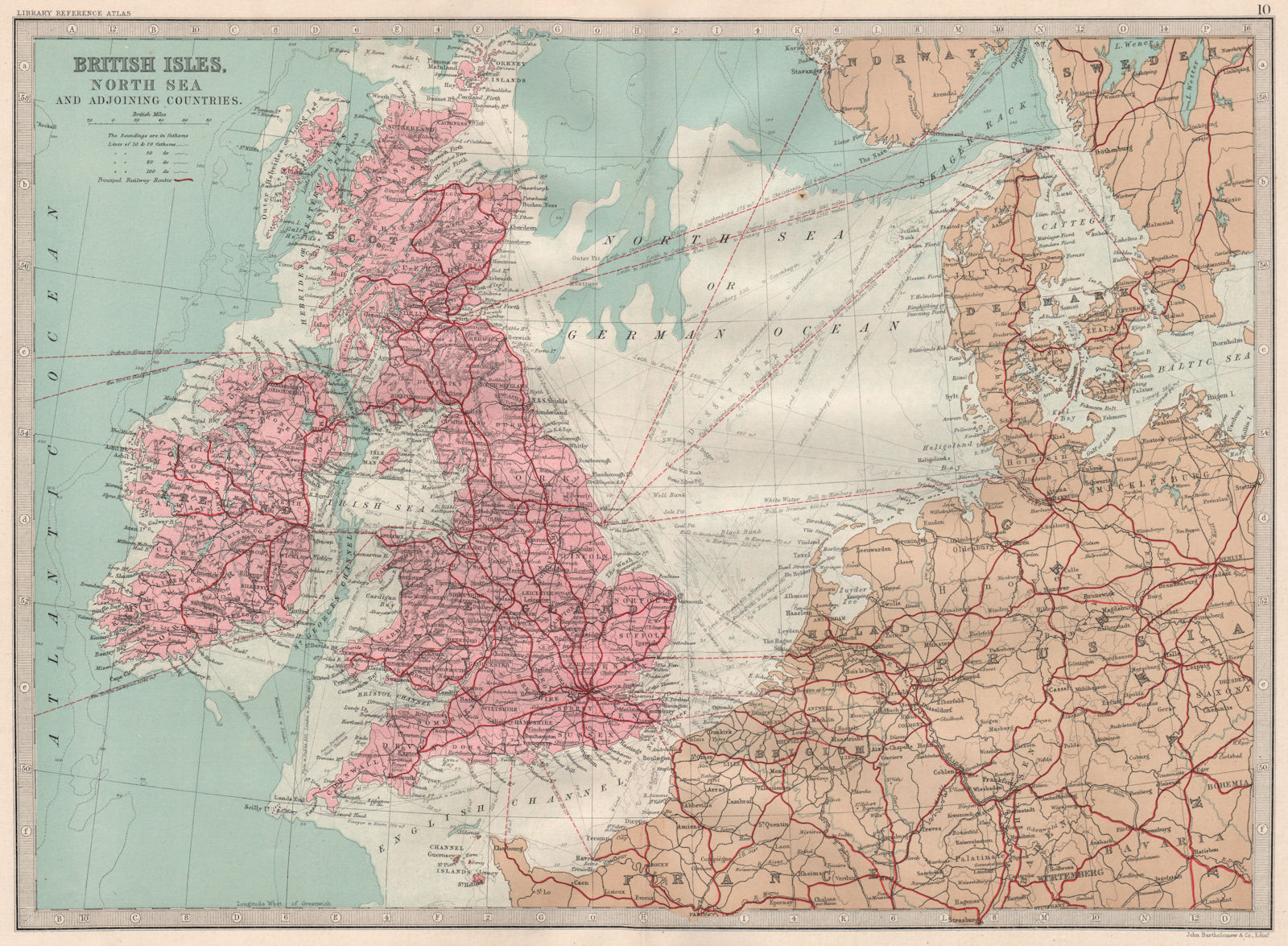 Associate Product NORTH WEST EUROPE. British Isles North Sea & Adjoining Countries 1890 old map
