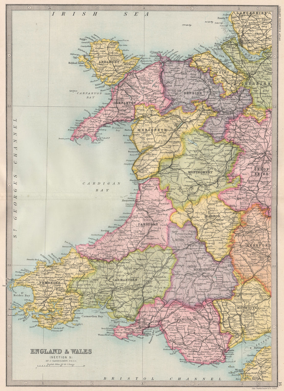 Associate Product WALES. Showing counties. Railways. BARTHOLOMEW 1890 old antique map plan chart