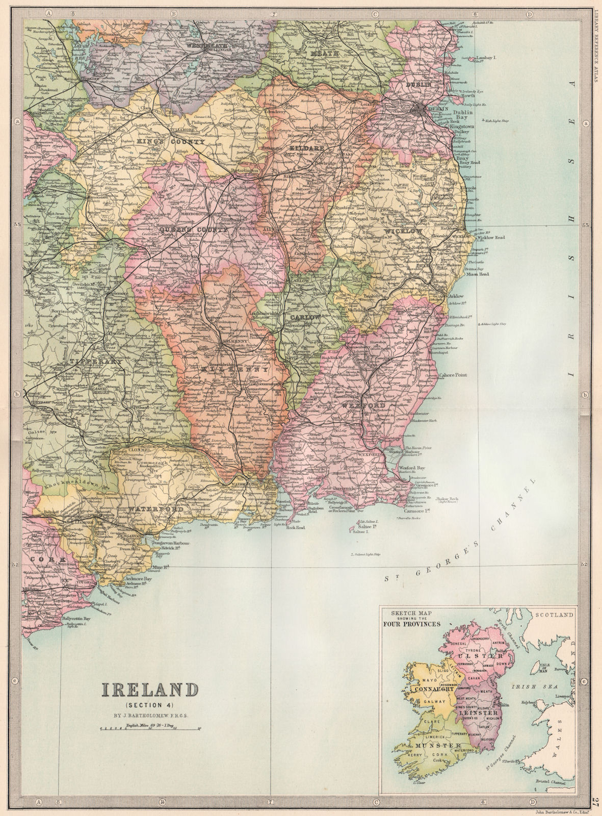 Associate Product IRELAND SOUTH EAST. Waterford Wexford Kilkenny Dublin Wicklow 1890 old map
