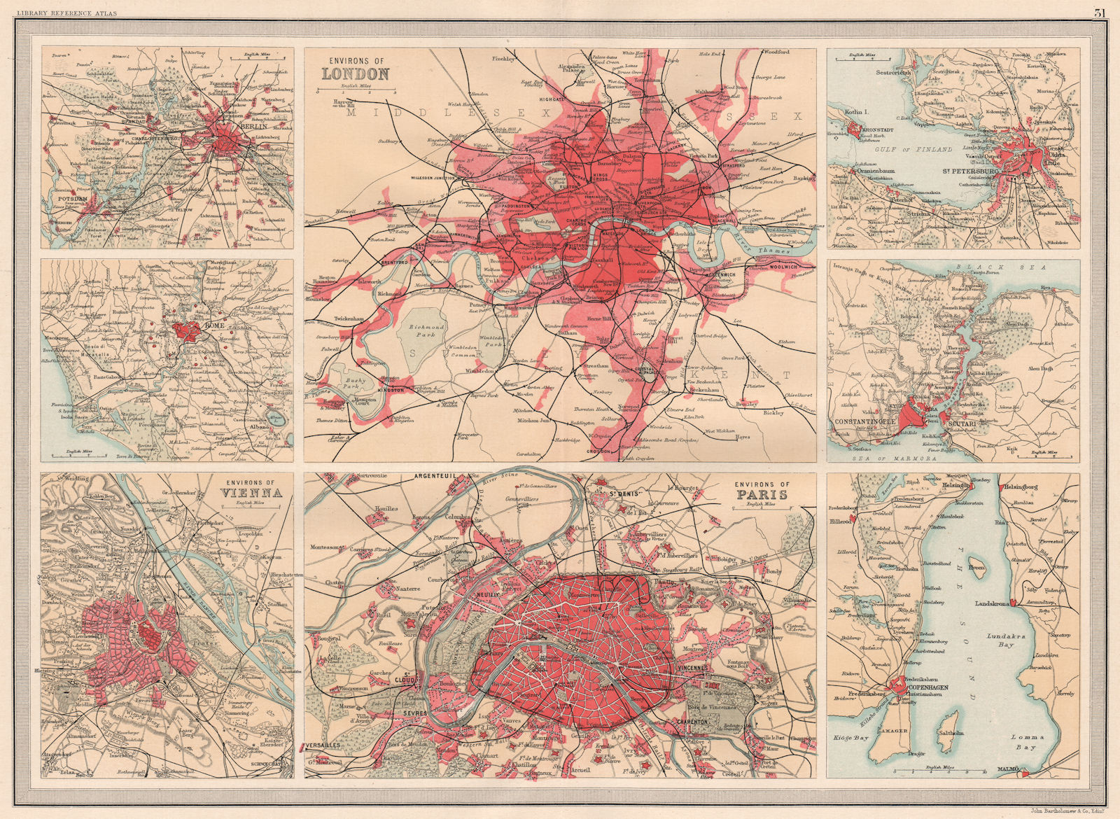 Associate Product EUROPEAN CITIES.London Paris Berlin Rome Vienna St.Petersburg Istanbul 1890 map
