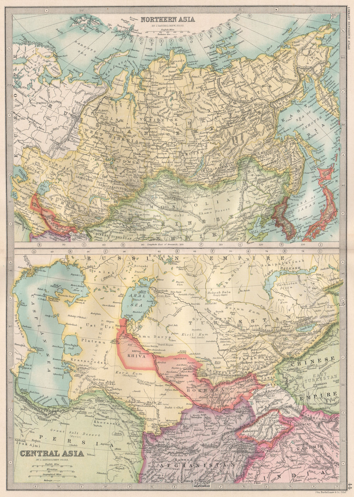 Associate Product NORTH & CENTRAL ASIA. Khiva Bukhara Turkestan &c. BARTHOLOMEW 1890 old map