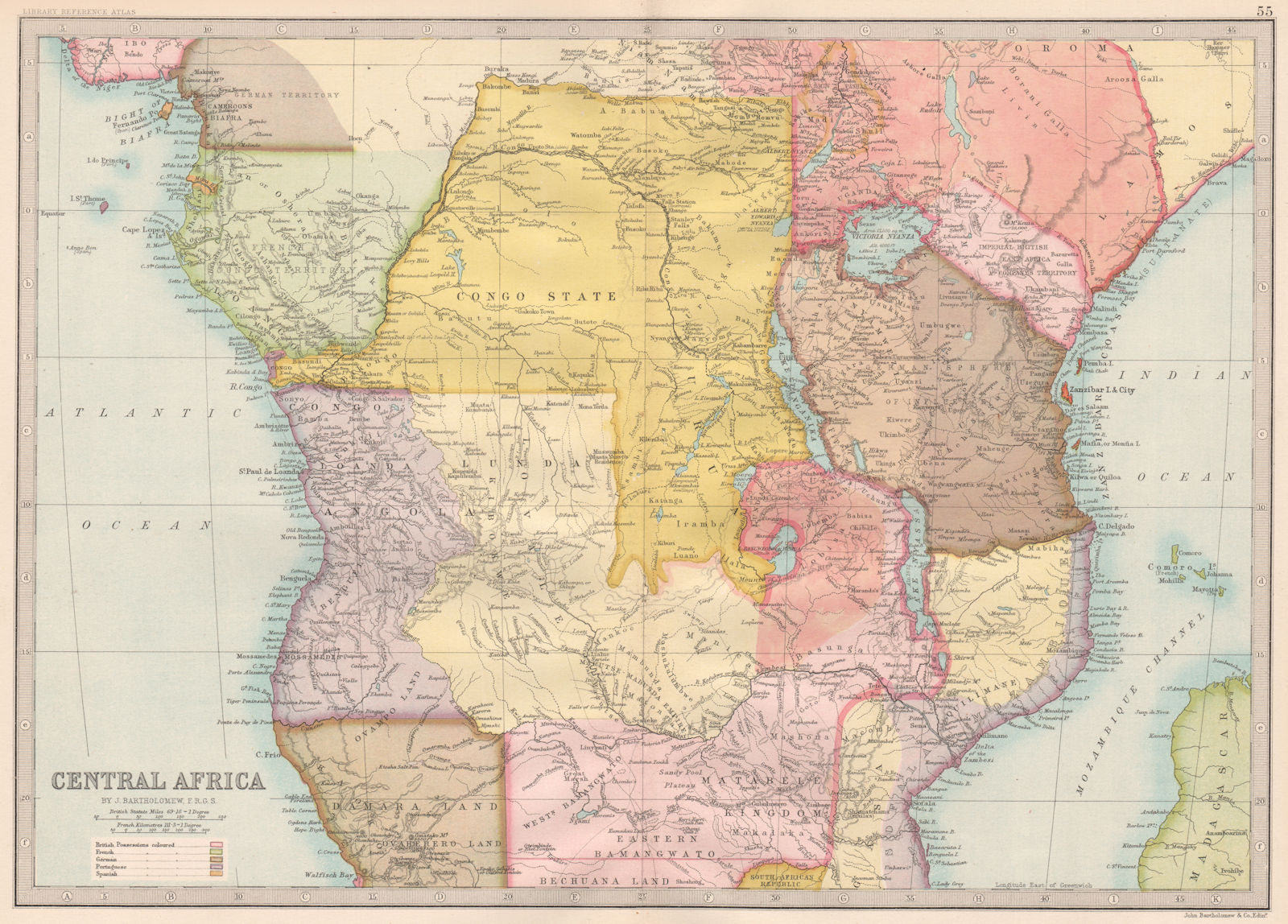 CENTRAL AFRICA.incomplete borders.S Kenya=British East Africa Co Terr. 1890 map