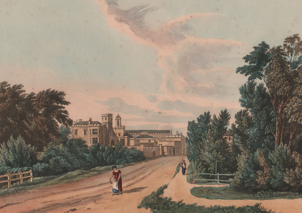 RUGBY SCHOOL. View of the school from the Northampton road (Hillmorton Rd)  1816