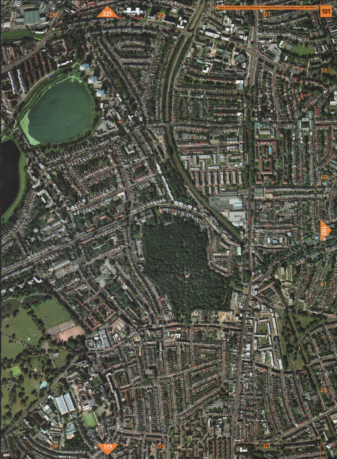 STOKE NEWINGTON N16. Stamford Hill Clissold Park Abney Park Cemetery 2000 map