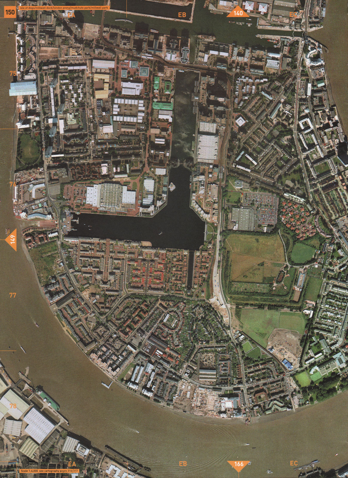 ISLE OF DOGS E14 SE8. Millwall Dock Mudchute South Quay Island Gardens 2000 map