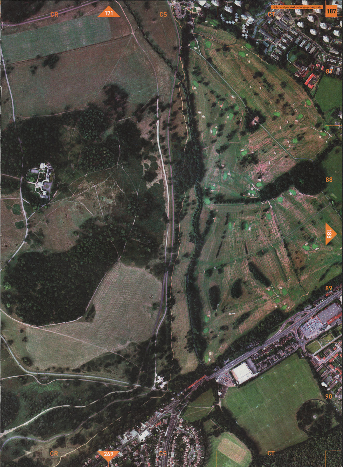 Associate Product RICHMOND PARK TW10 SW15. White Lodge & Putney Vale Golf Course 2000 old map
