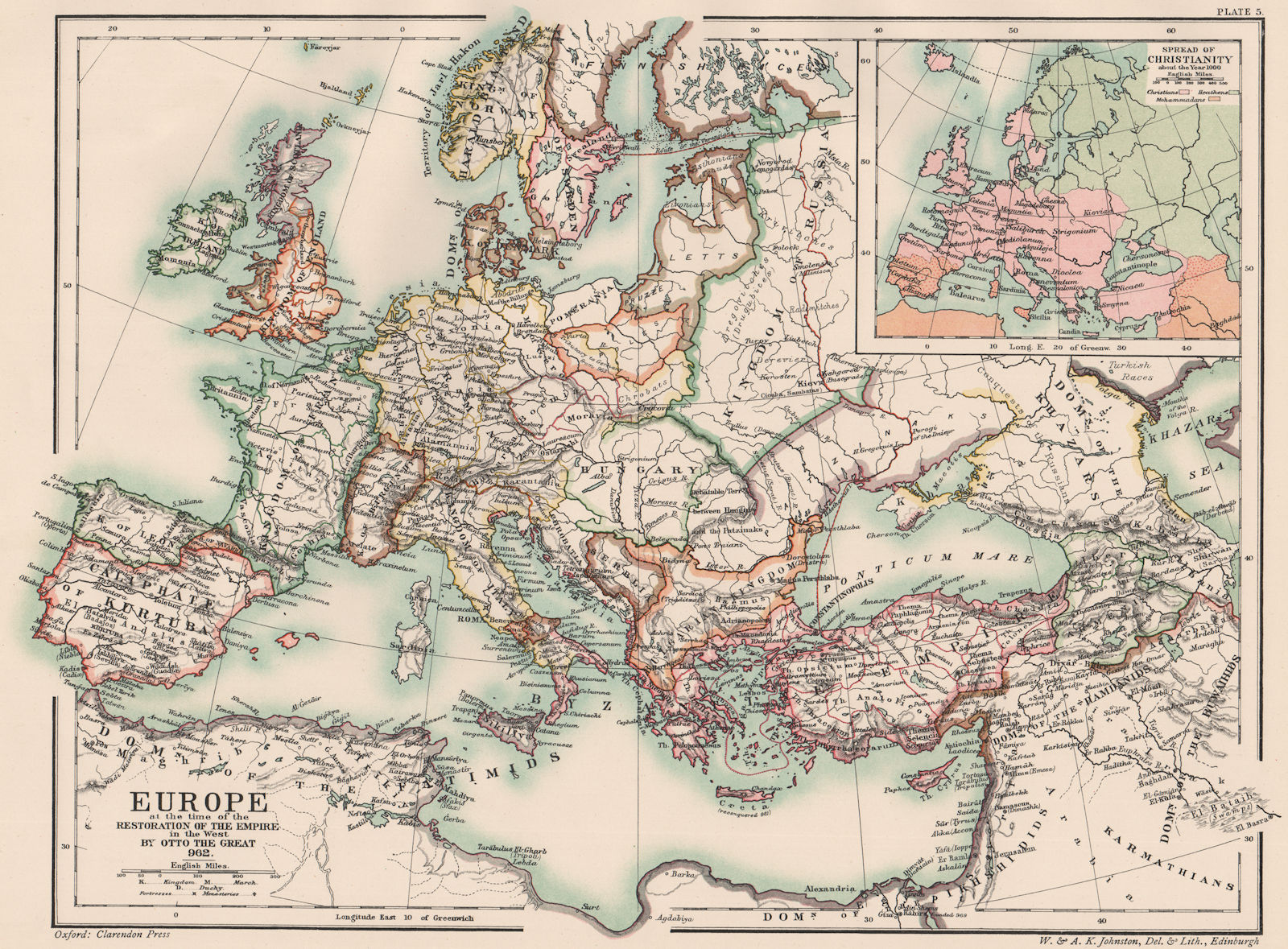 Associate Product HOLY ROMAN EMPIRE. Europe. Otto the Great 962. Spread of Christianity 1902 map