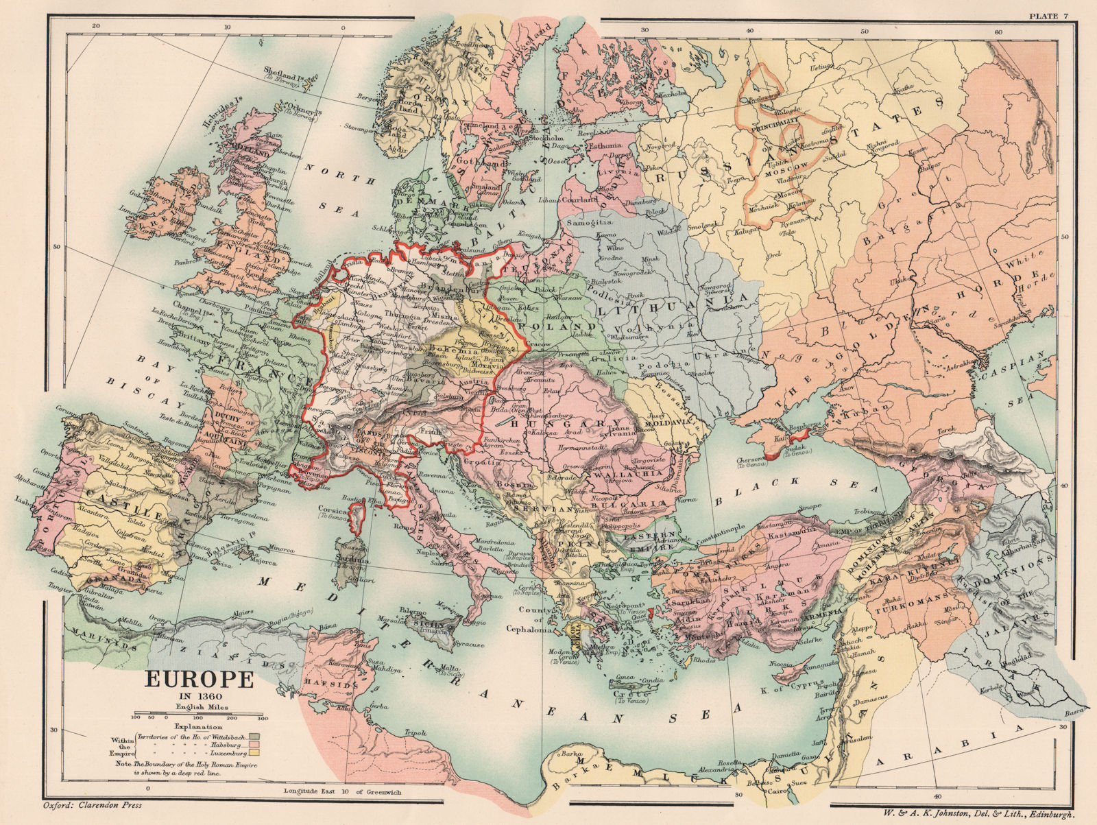 Associate Product HOLY ROMAN EMPIRE. Europe in 1360 1902 old antique vintage map plan chart