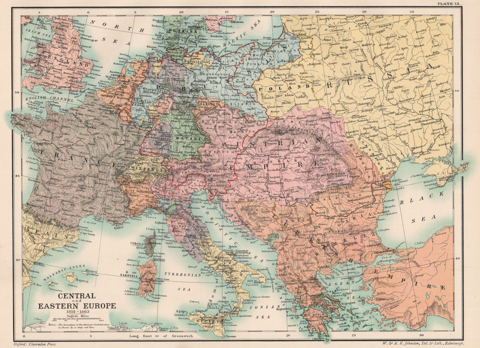 Associate Product EARLY 19TH CENTURY EUROPE. Central and Eastern Europe 1814-1863 1902 old map