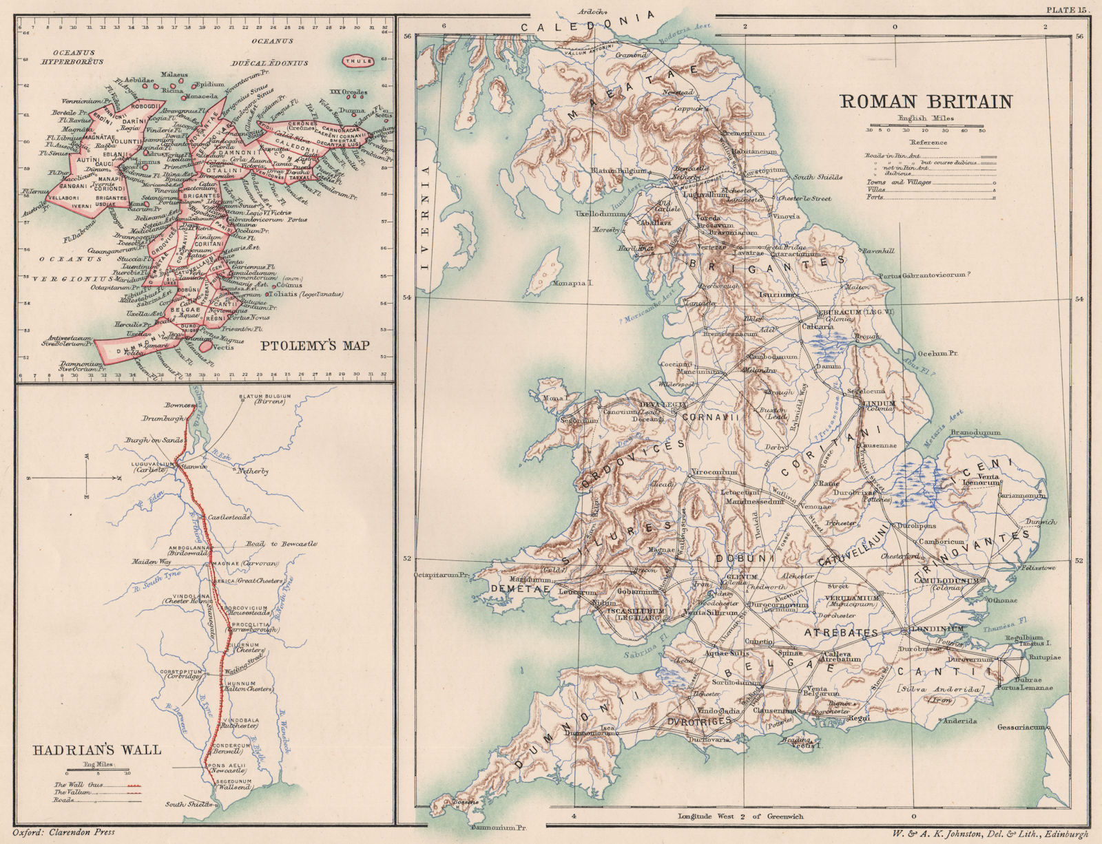 Associate Product ROMAN BRITAIN. Roads towns forts villas. Ptolemy's map. Hadrian's Wall 1902