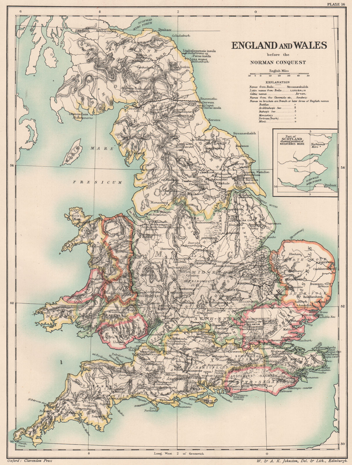 Associate Product ENGLAND & WALES PRE-NORMAN CONQUEST. Celtic & Latin names. Sees 1902 old map