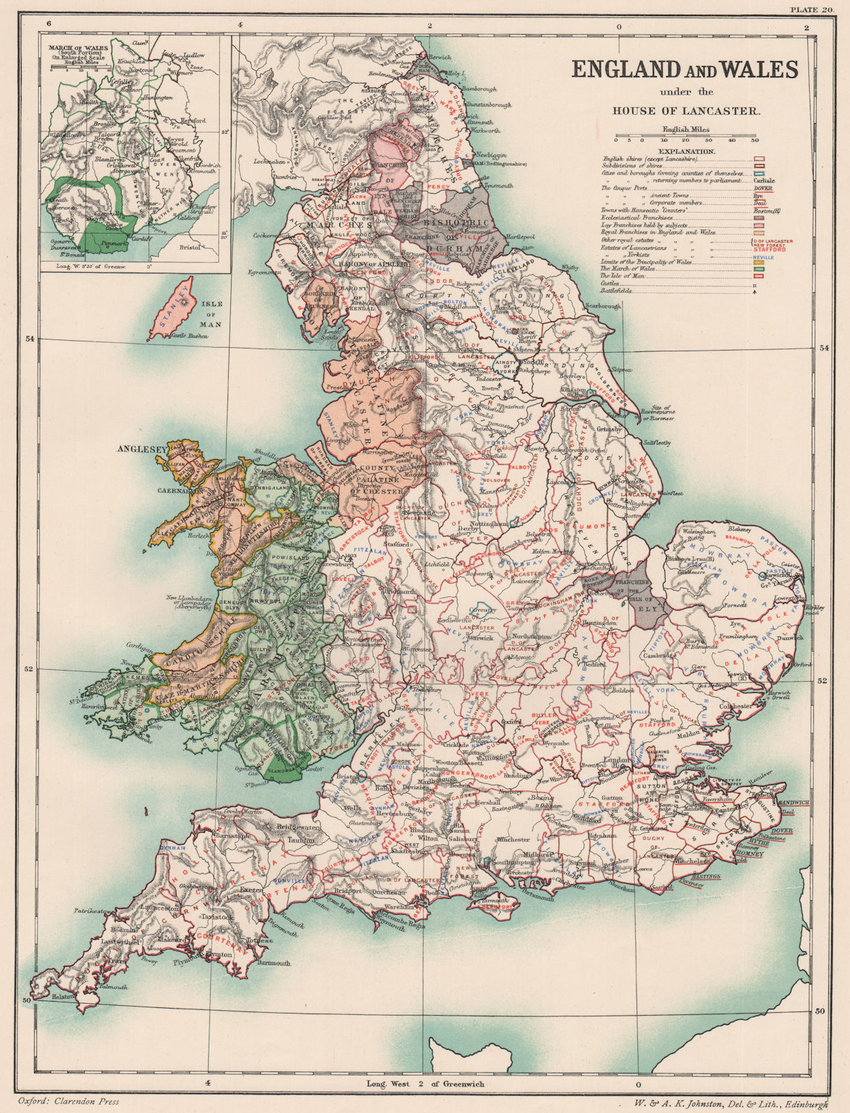Associate Product WARS OF THE ROSES. England & Wales. Lancastrian & Yorkist estates 1902 old map