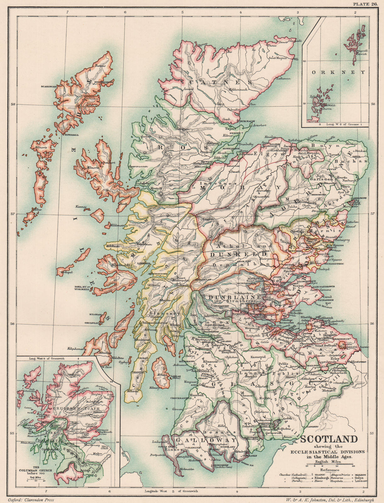 Associate Product MEDIEVAL SCOTLAND. Ecclesiastical divisions. Columbian Church < 700AD 1902 map